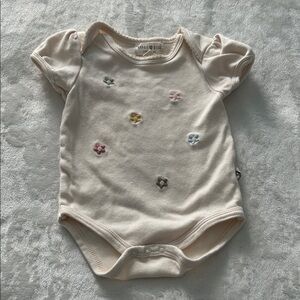 Cream Baby Onesie with Floral Embroidery